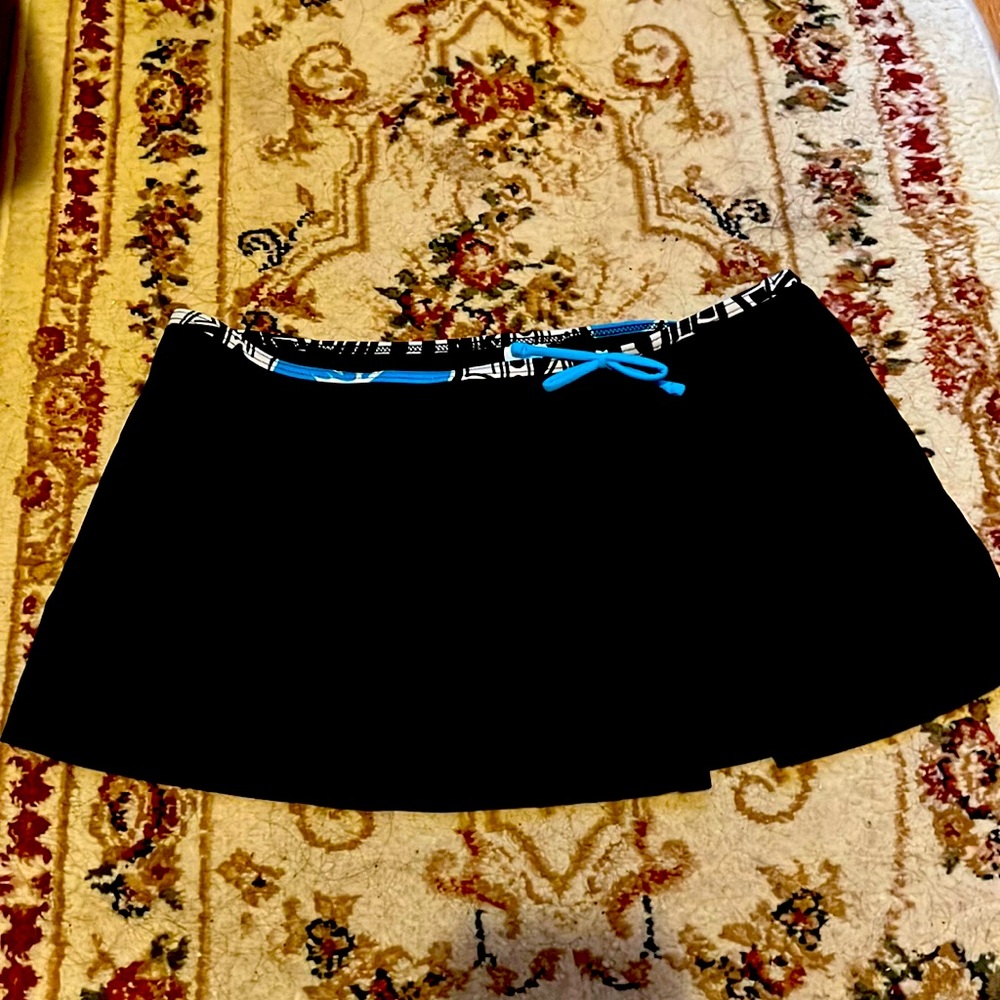 bathing suit. bottom coverup.  skirt.  for kids. black. with blue stripe
